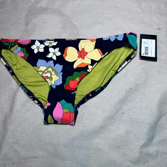 Kate Spade Navy and Green Floral Bikini Large Halter Top High Cut Bottom New - Picture 8 of 10